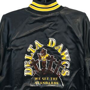 Vintage Delta Dawgs Company Satin Jacket Mens XXL 2XL Infantry Regiment Black